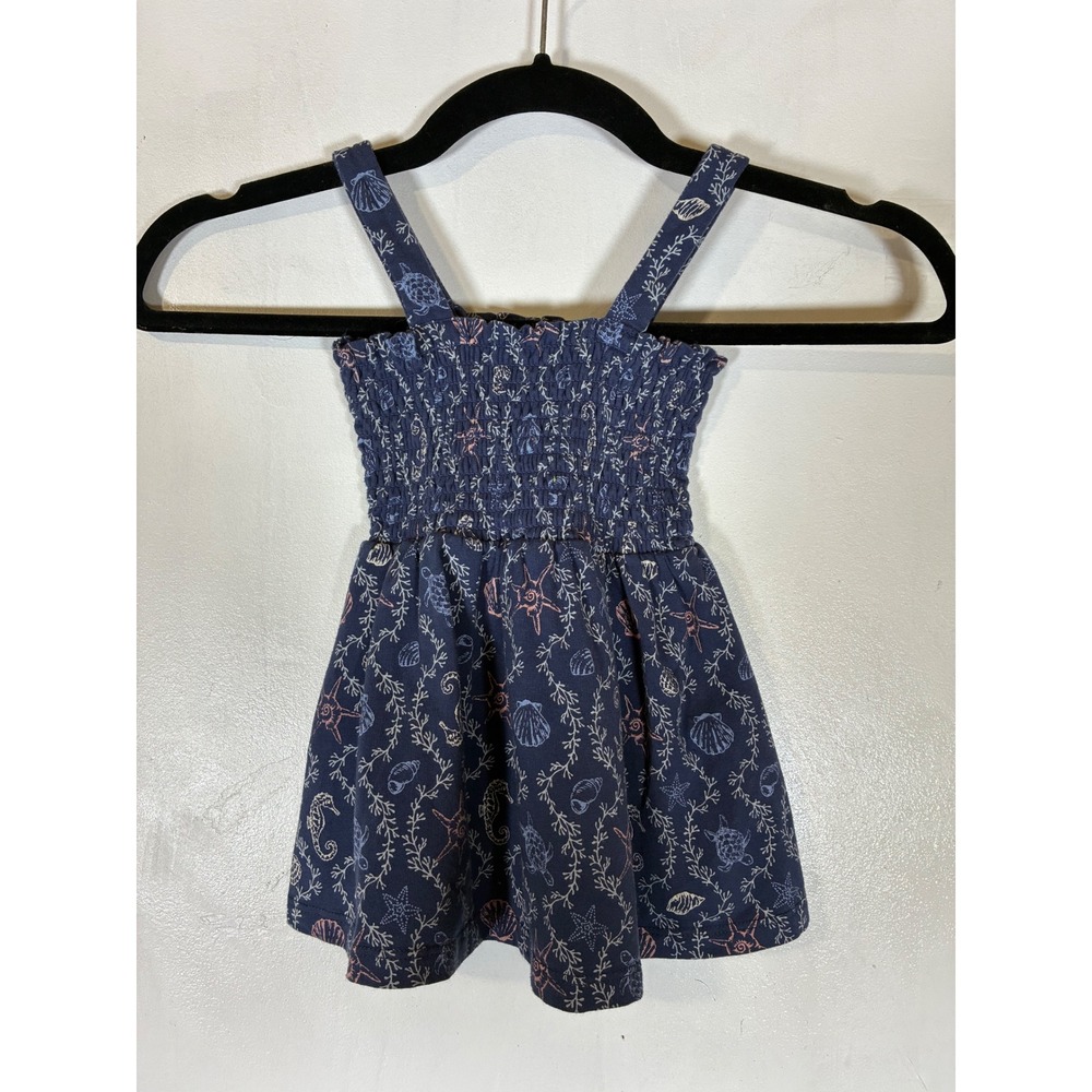 Isaac Mizrahi Girls 4 Navy Smocked Seashell Ocean Print Sleeveless Dress
